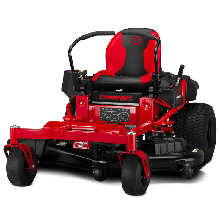 043033594535 Main Red Troy-Bilt Mustang 250 zero-turn lawn mower with black accents