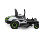 EGO zero-turn riding lawn mower with green accents