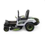 EGO zero-turn riding lawn mower with green accents on white background