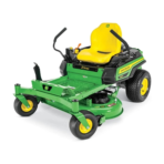 John Deere ZTrak zero-turn mower with yellow seat and green deck